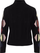 Spades Color Blocked Cable Knit Mock Neck Sweater