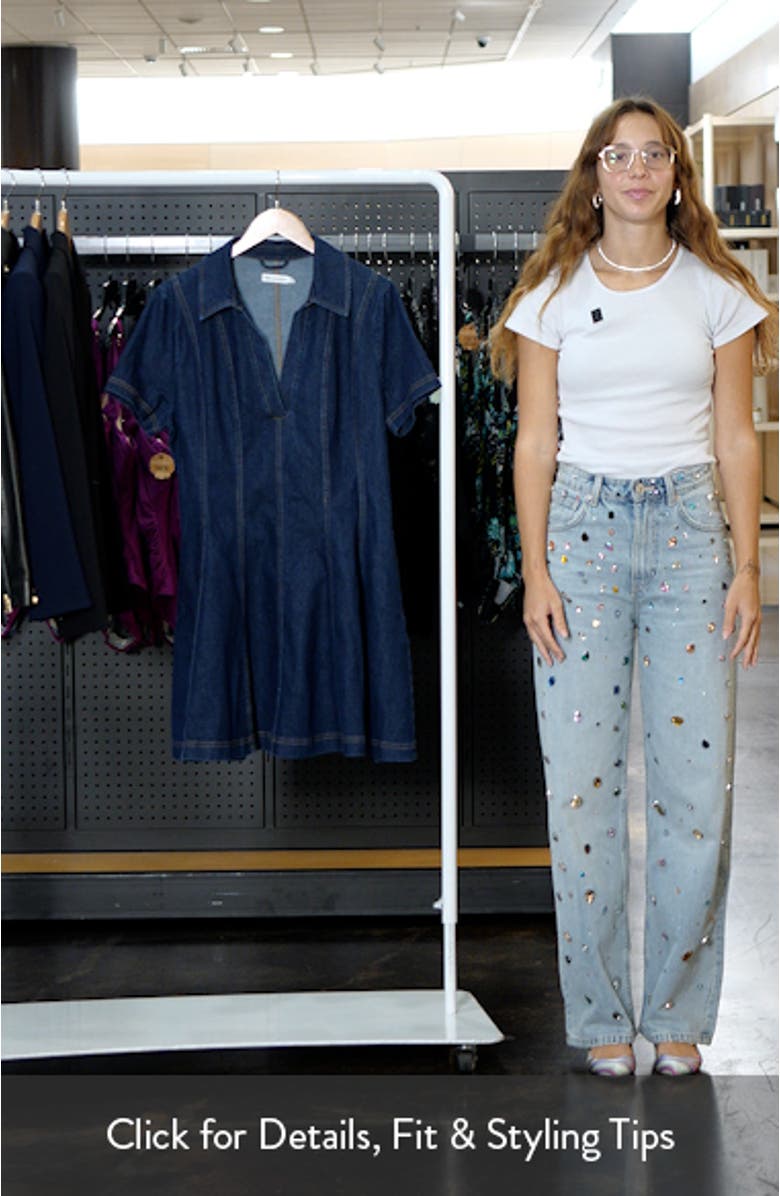 Seamed Collared Denim Minidress, sales video thumbnail