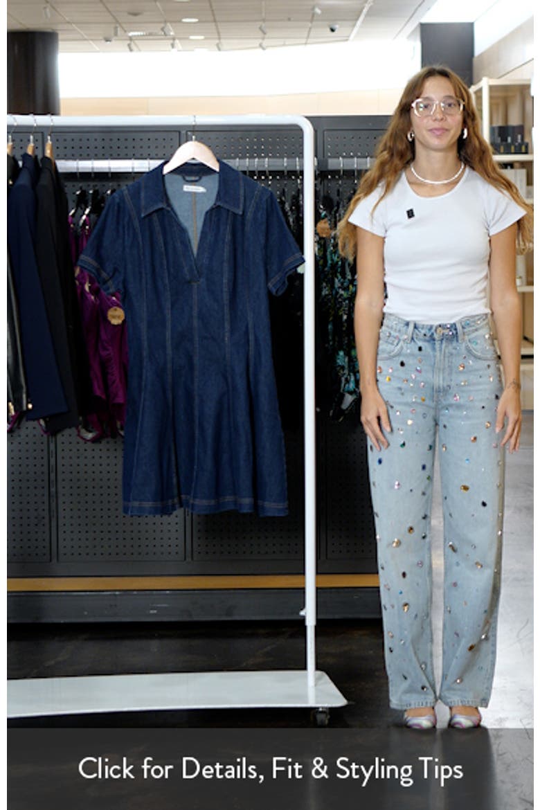 Seamed Collared Denim Minidress video