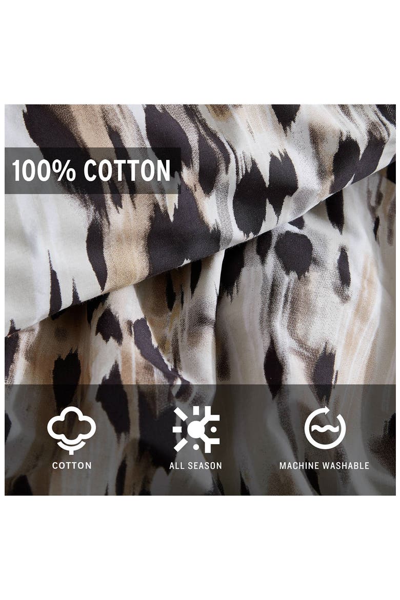 Abstract Leopard Print Cotton Comforter Set, Alternate, color, BROWN