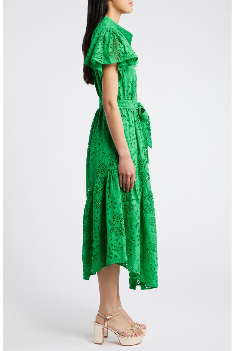 Isabella Cotton Eyelet Maxi Shirtdress, Alternate, color, GREEN