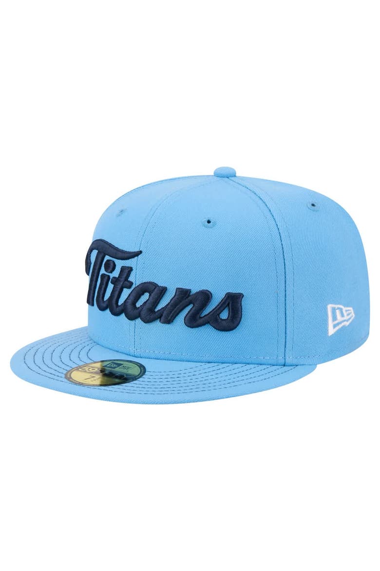 Men's New Era  Light Blue Tennessee Titans Script 59FIFTY Fitted Hat, Main, color, Light Blue