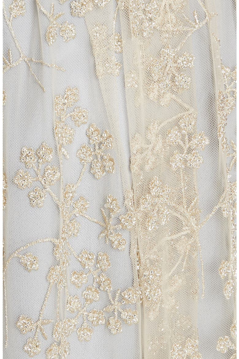Metallic Floral Embroidery Chain Strap Dress, Alternate, color, GOLD/ GREY
