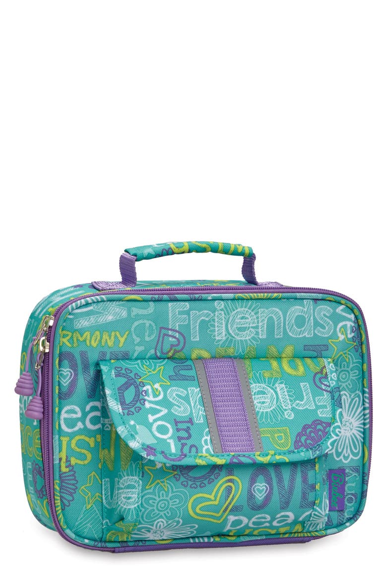 Hope Peace Love Lunchbox, Main, color, TEAL/ PURPLE