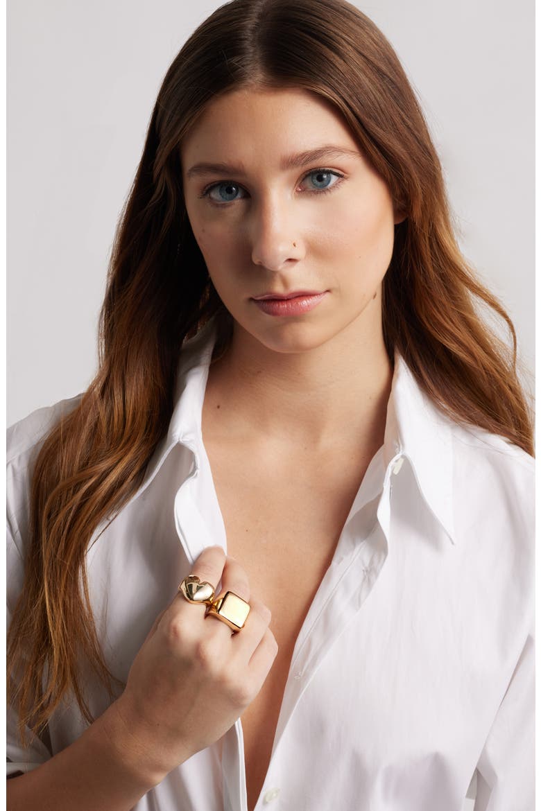 Set of 2 Rings, Alternate, color, GOLD