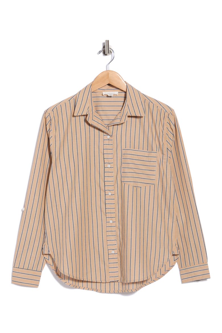 Carson Stripe Button-Up Shirt, Alternate, color, SANDCASTLE