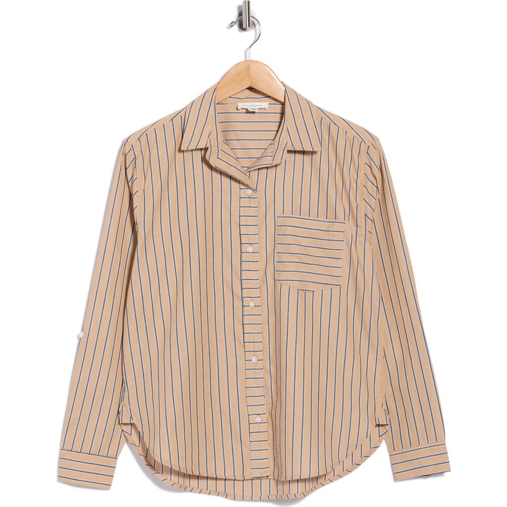 Beachlunchlounge Carson Stripe Button-up Shirt In Sandcastle