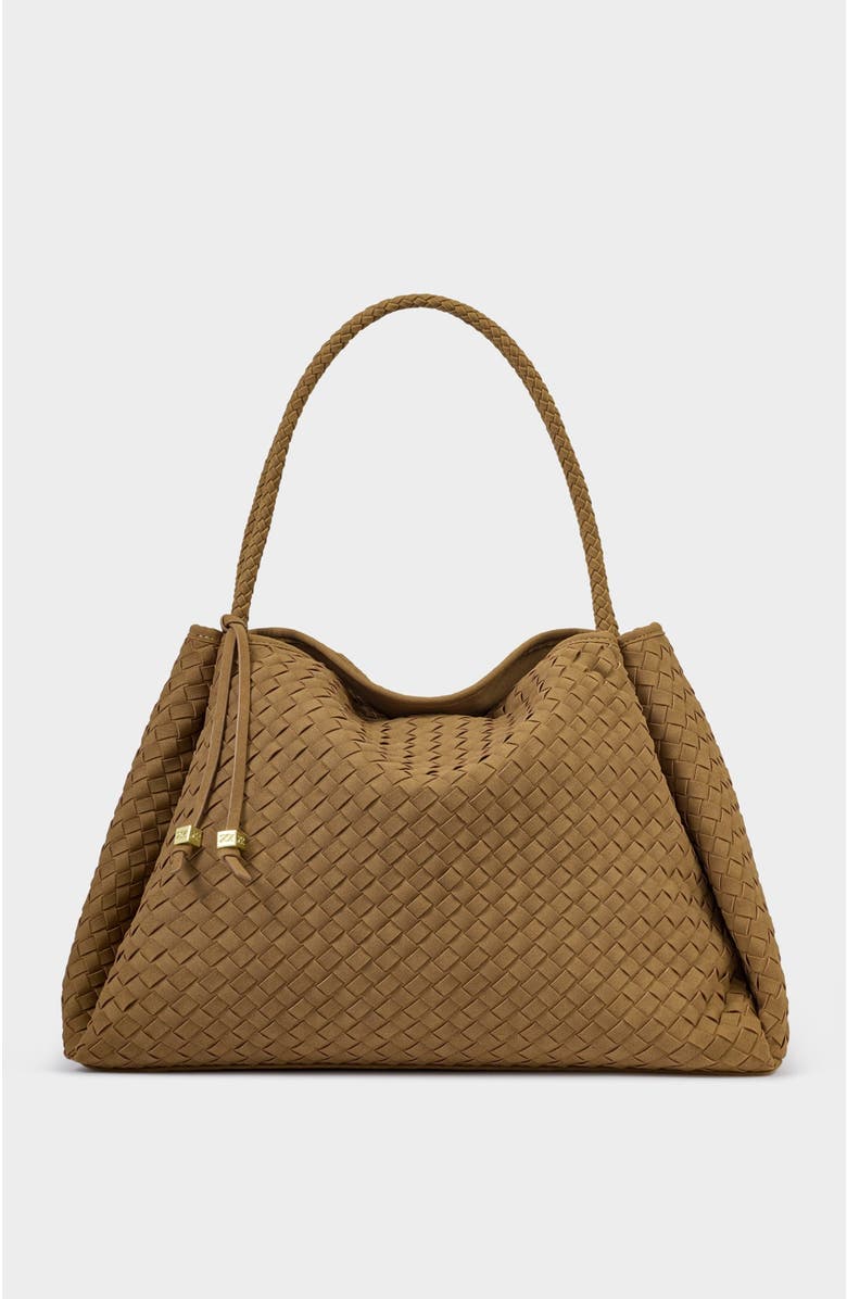 Katie Loxton Nova Hand Woven Large Shoulder Bag, Main, color, Light Caramel Suedette