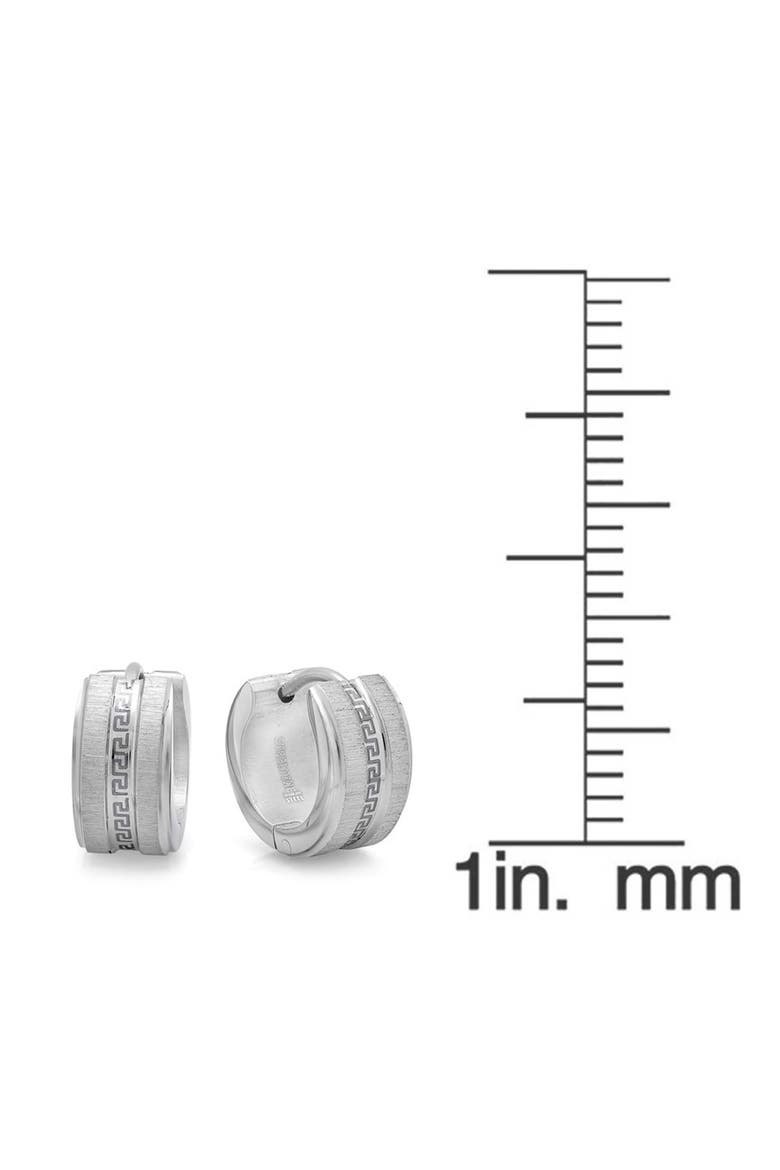 Greek Key Huggie Hoop Earrings, Alternate, color, SILVER
