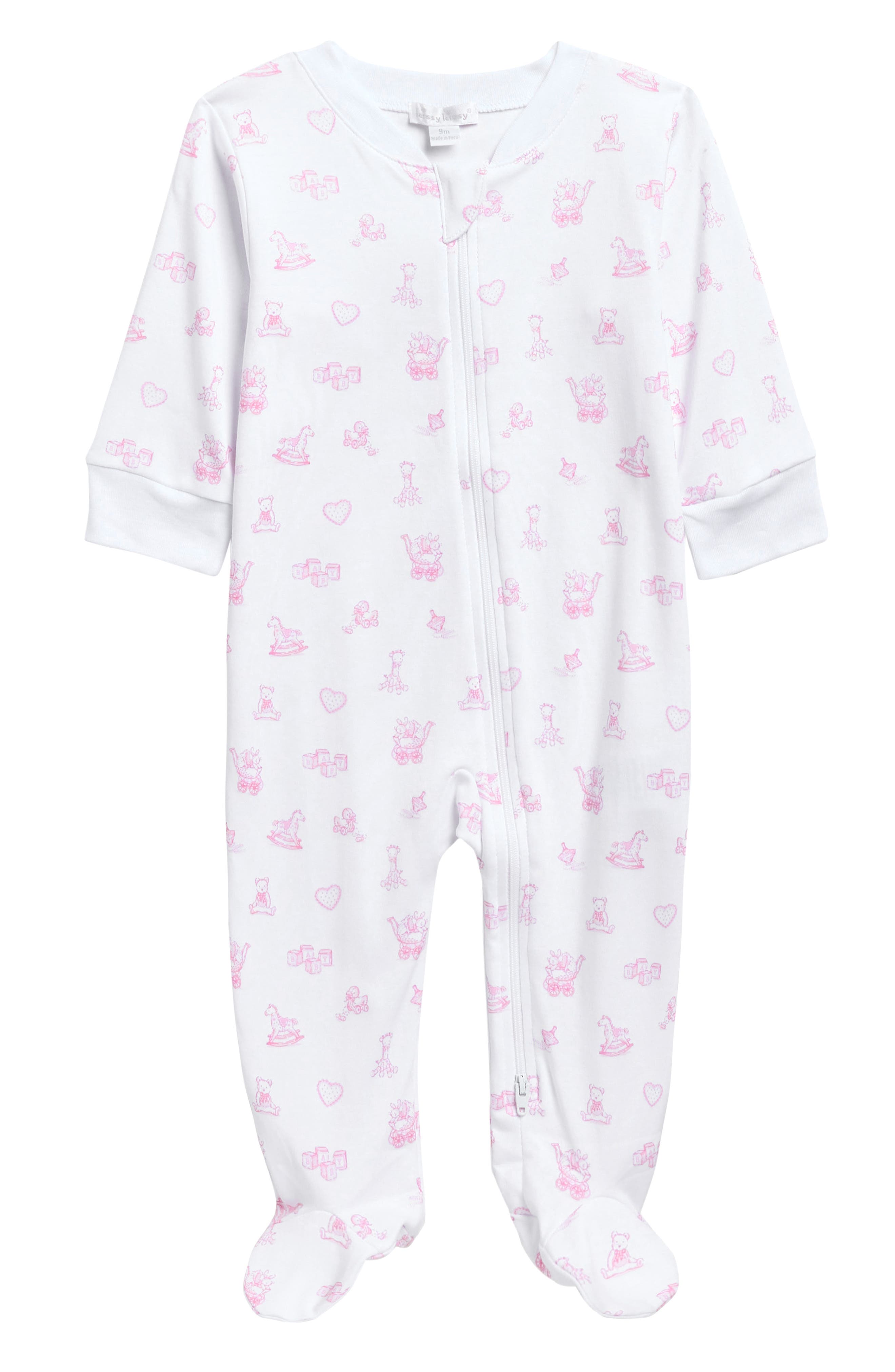Kissy Kissy Babies'  Print Pima Cotton Footie In Pink