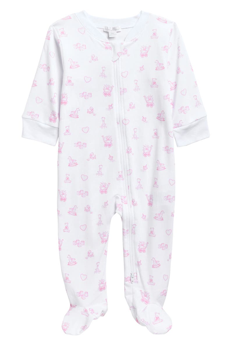 Kissy Kissy Print Pima Cotton Footie, Main, color, Pink