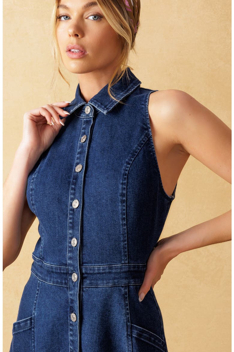 Sleeveless Denim Maxi Shirtdress, Alternate, color, MEDIUM INDIGO