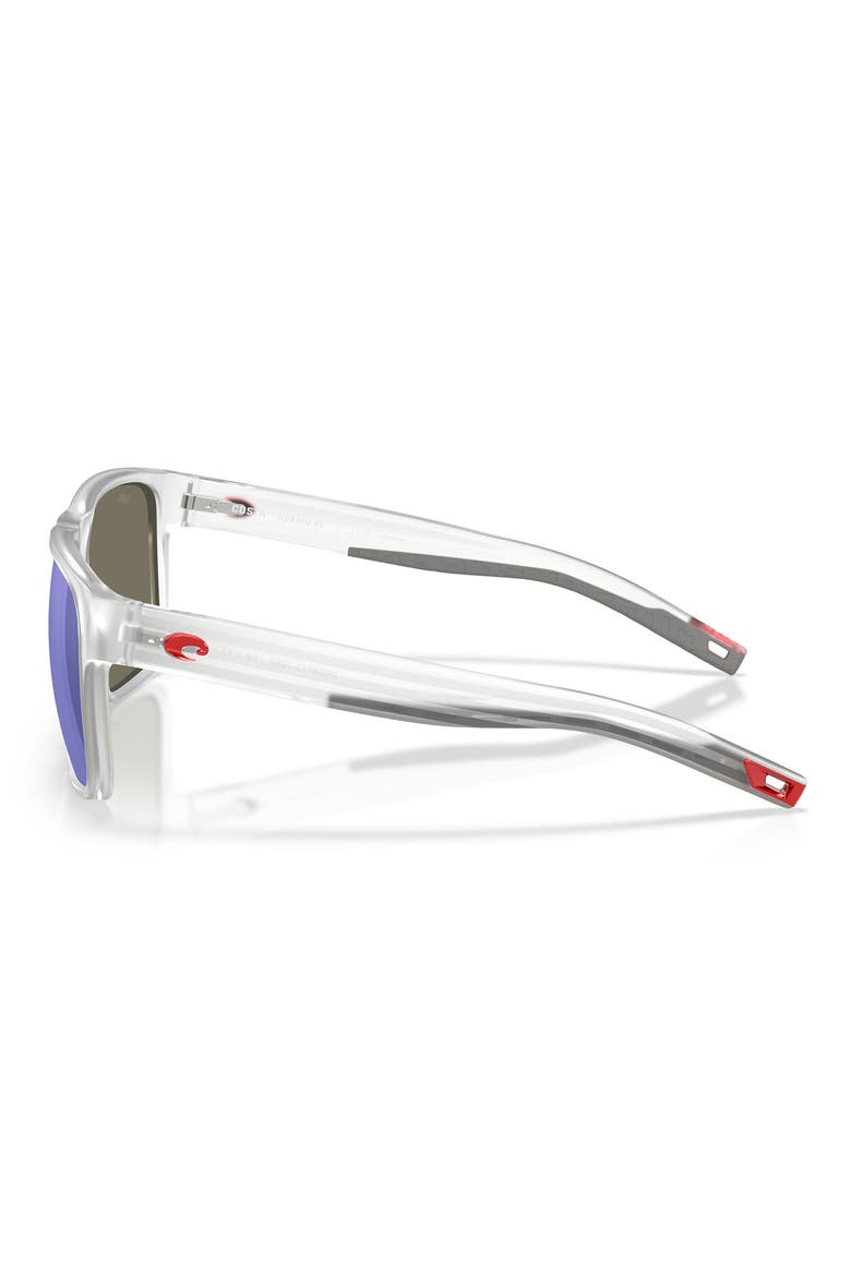 Spearo 59mm Polarized Mirrored Rectangular Sunglasses, Alternate, color, MATTE CLEAR / BLUE MIRROR 580G