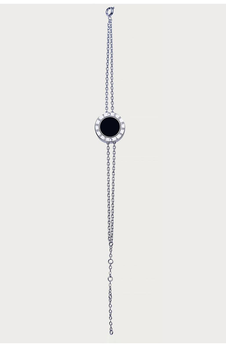 CERRET Silver 925 Plated Double Chain With Black Enamel  Luxury Safety Bracelet, Alternate, color, Silver