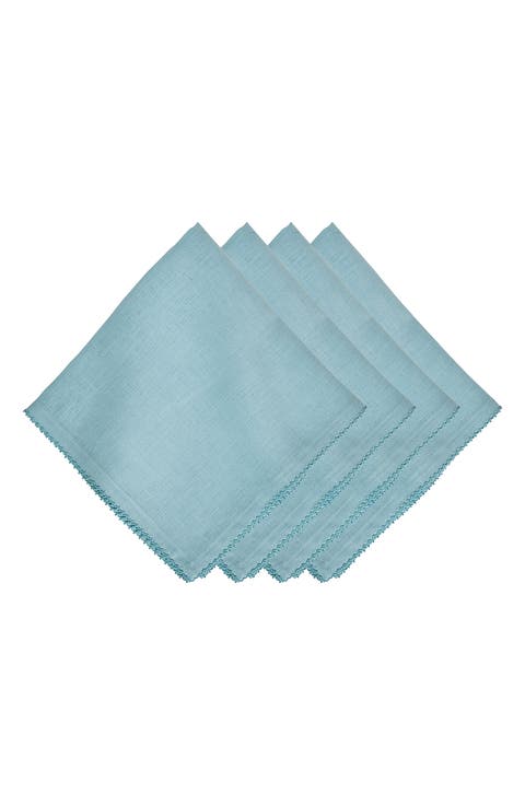 Set of 4 Berry Scallop Linen Napkins