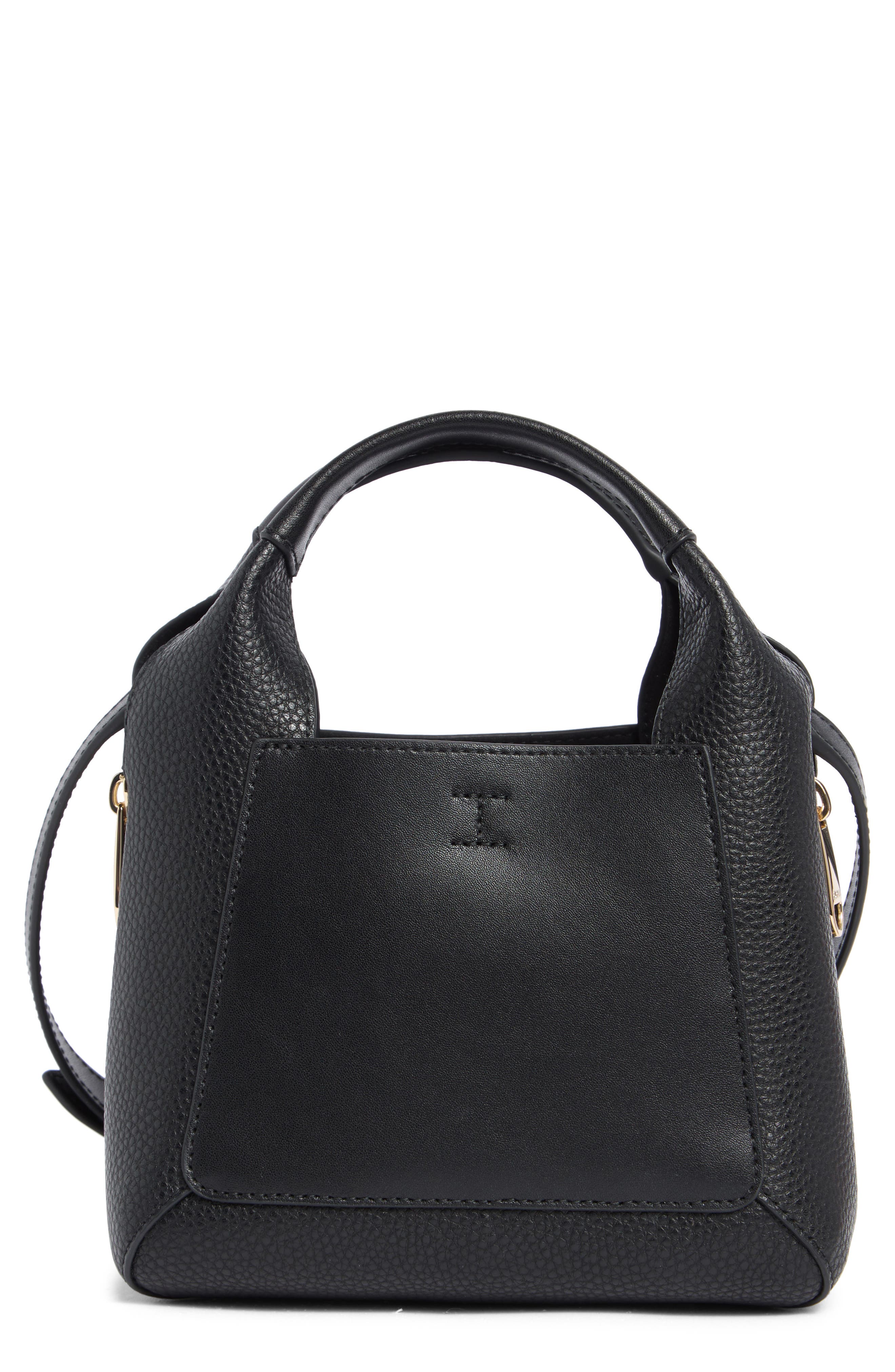 Furla Miagilda Mini Leather Tote, Main, color, Nero