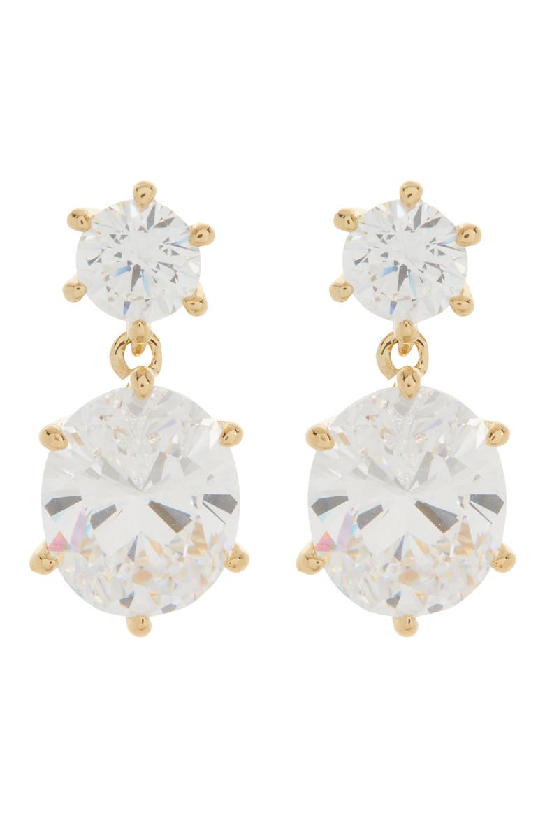 Frolic 18K Gold Plated Double Drop Stud Earrings, Main, color, GOLD