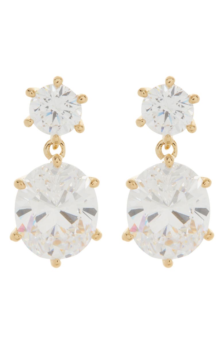 Nadri Frolic 18K Gold Plated Double Drop Stud Earrings, Main, color,