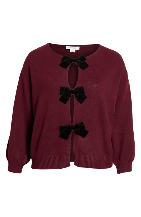 Velvet Bow Closure Cardigan