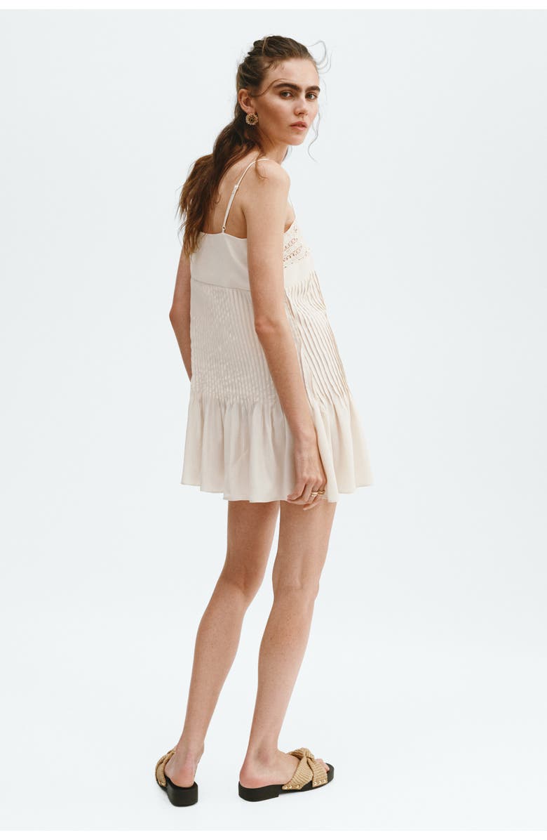 H&M Pintuck dress with lace panel, Alternate, color, Cream