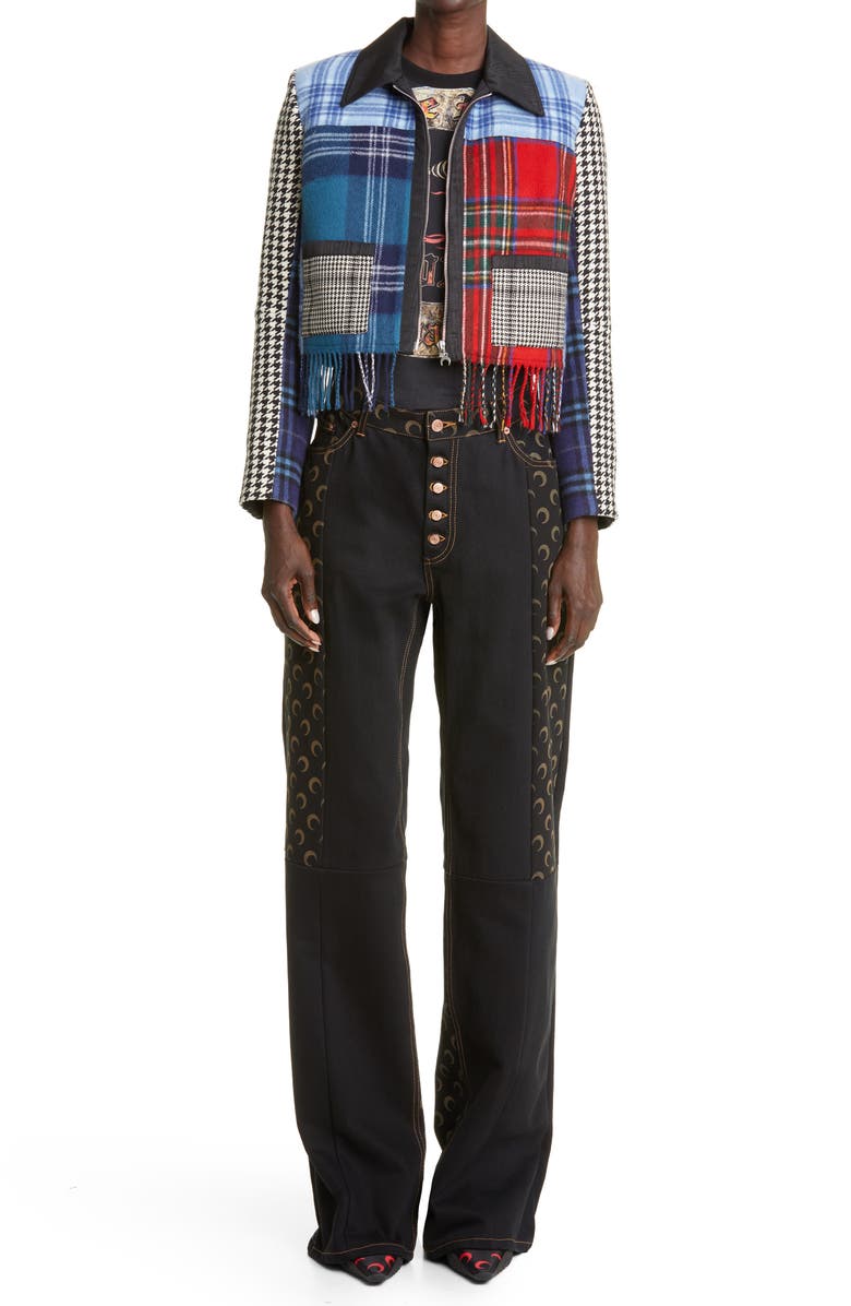 Marine Serre Moon Print Wide Leg Jeans, Alternate, color, 