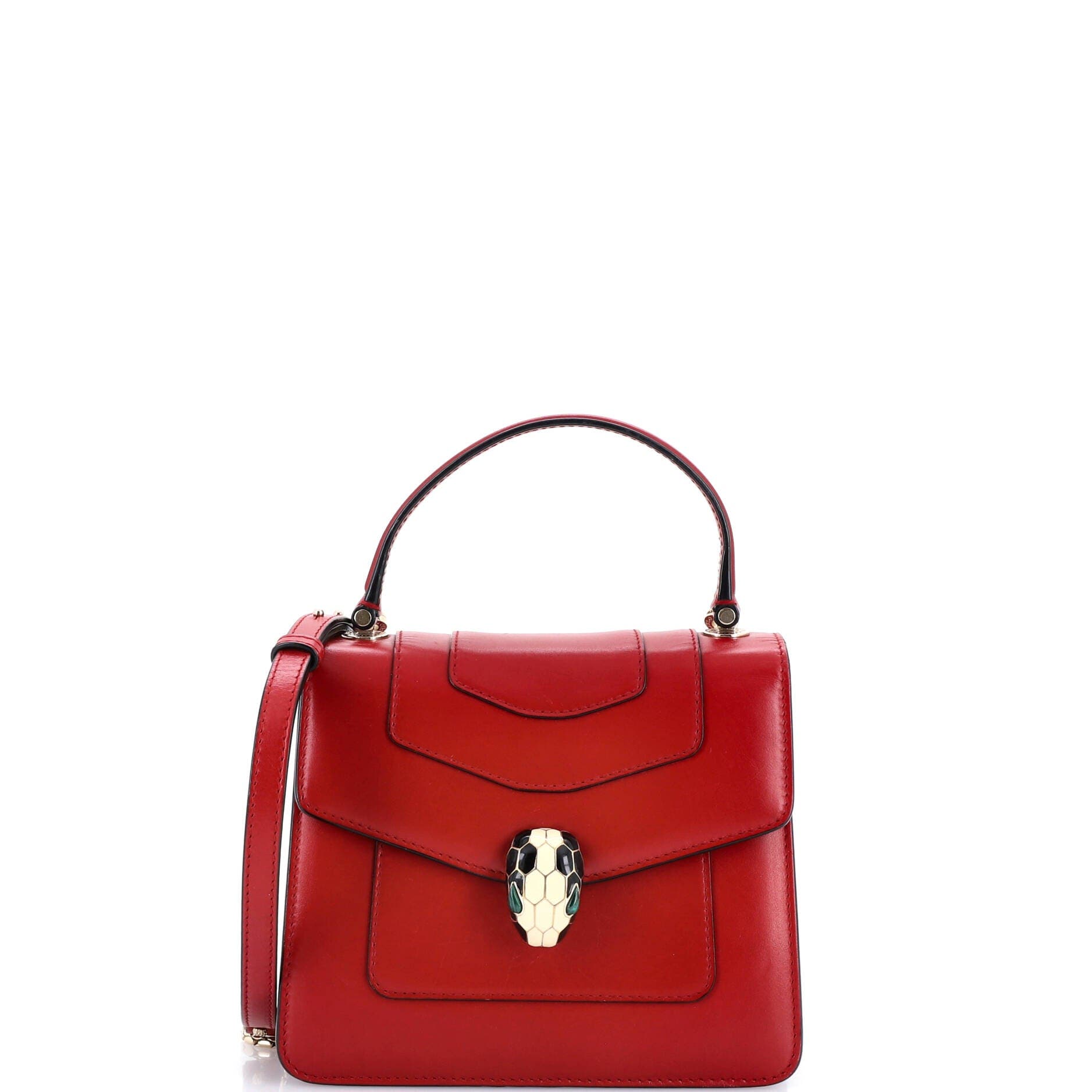 Serpenti Forever Top Handle Bag Leather Small, Main, color, Red
