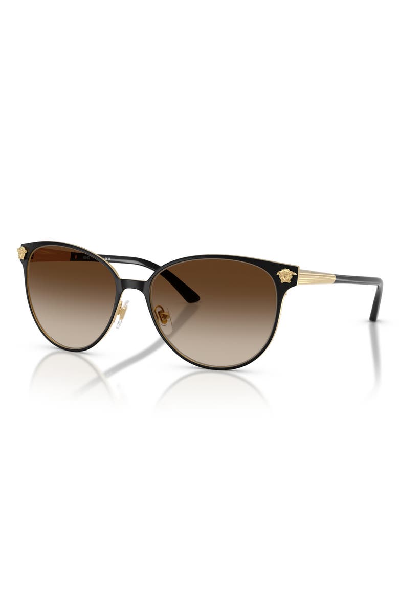 Versace 57mm Gradient Phantos Sunglasses, Alternate, color, Matte Black/ Gold/ Brown