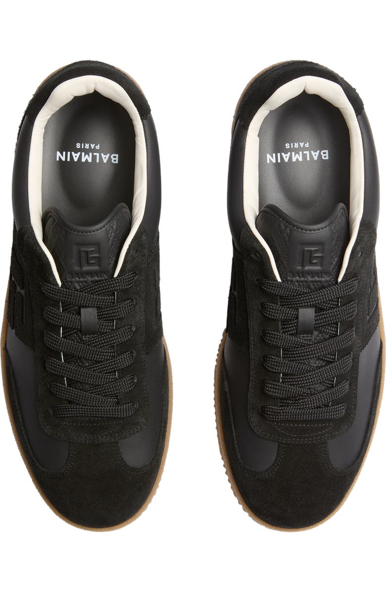 Balmain Swan suede and smooth leather trainers, Alternate, color, Black