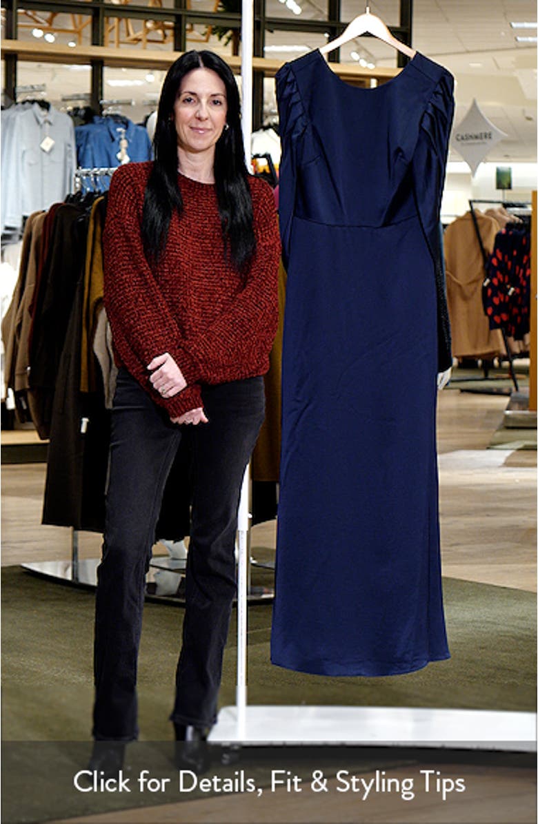 Adina Cape Sleeve Satin Trumpet Gown, sales video thumbnail