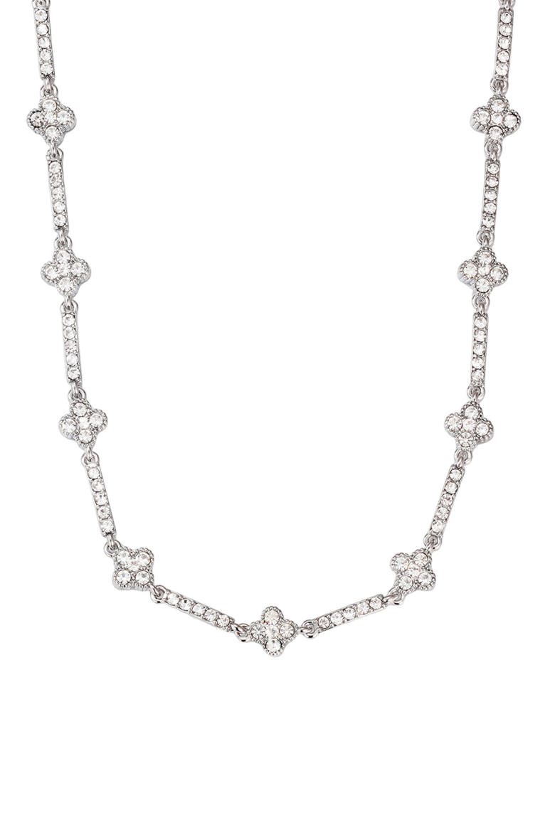 Crystal Clover Necklace, Alternate, color, SILVER