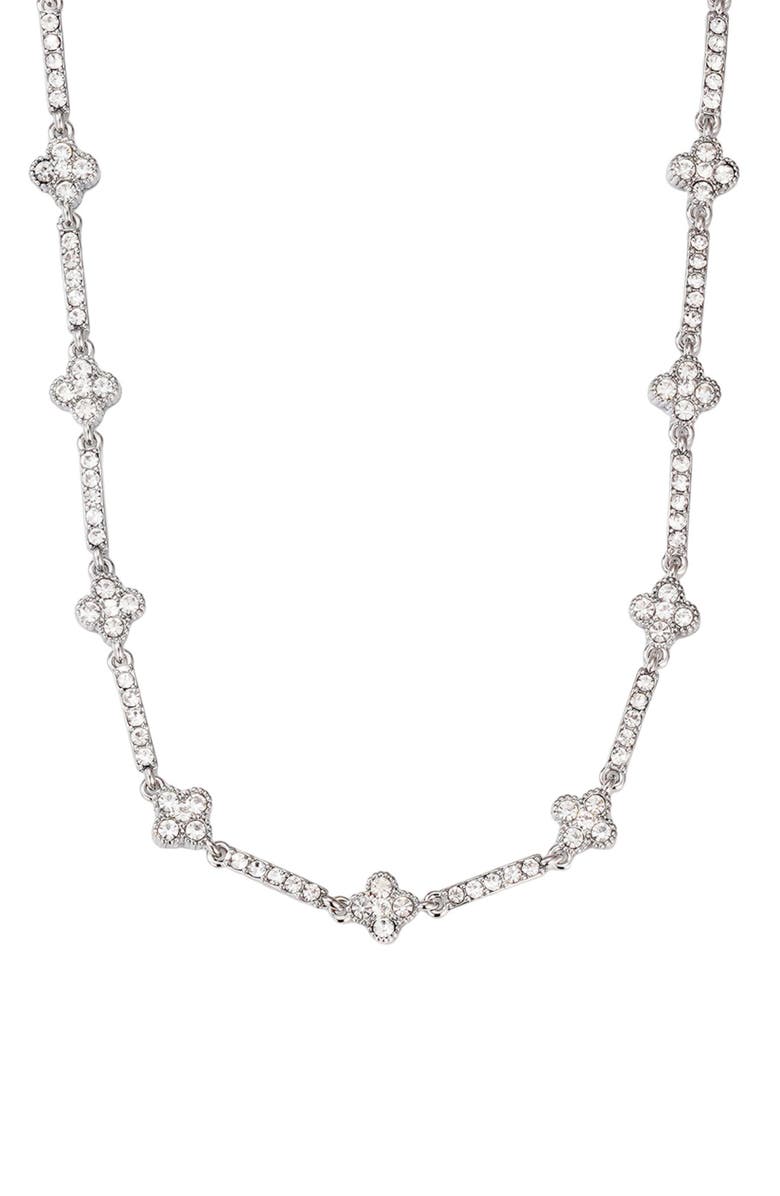 Adornia Crystal Clover Necklace, Alternate, color, Silver