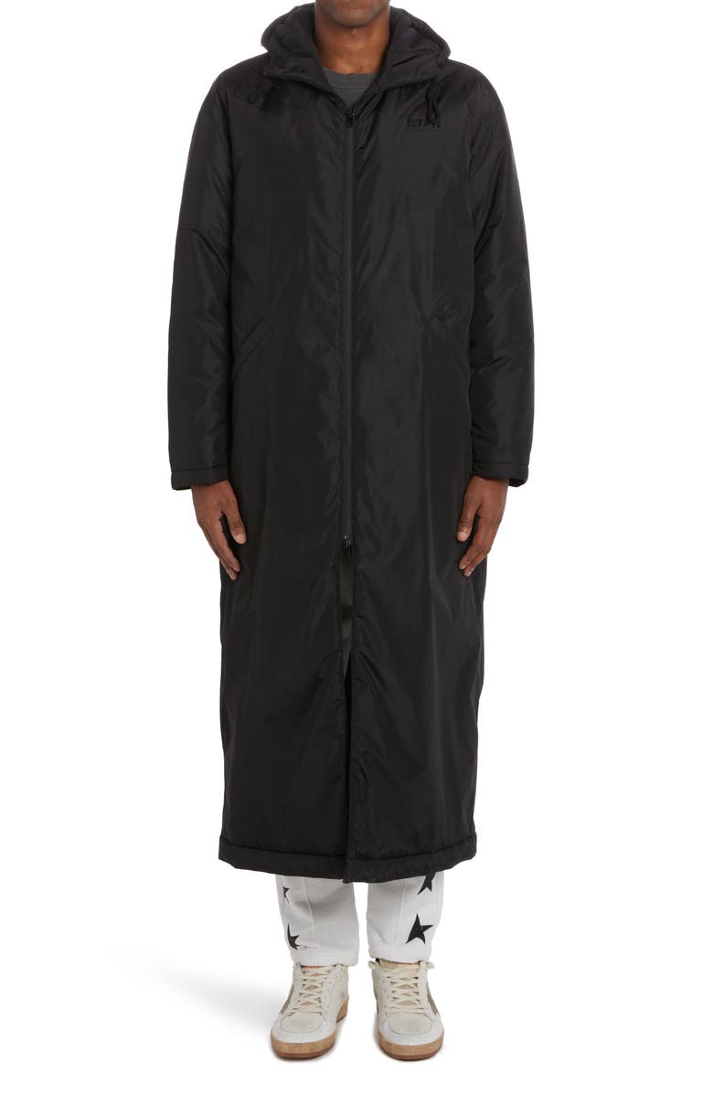Golden Goose Black Star Collection Hooded Padded Long Coat, Main, color, 