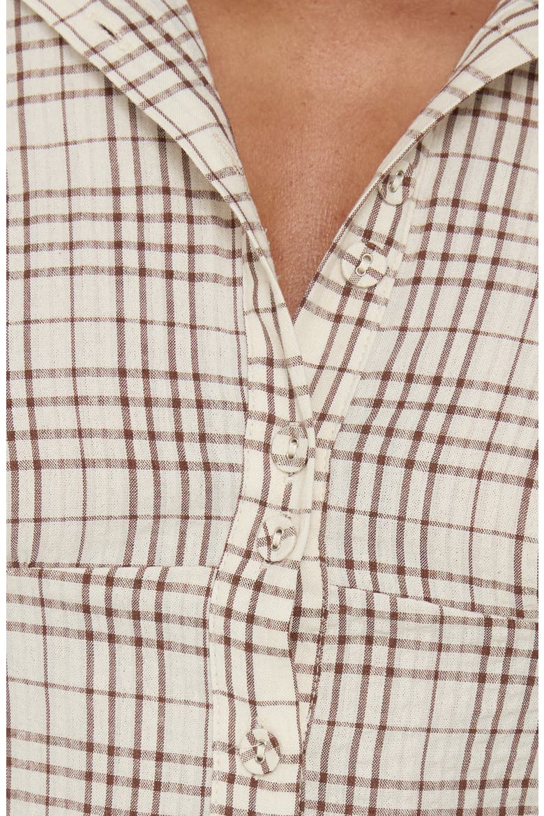 Cottesloe Plaid Cotton Button-Up Shirt, Alternate, color, BROWN CHECK