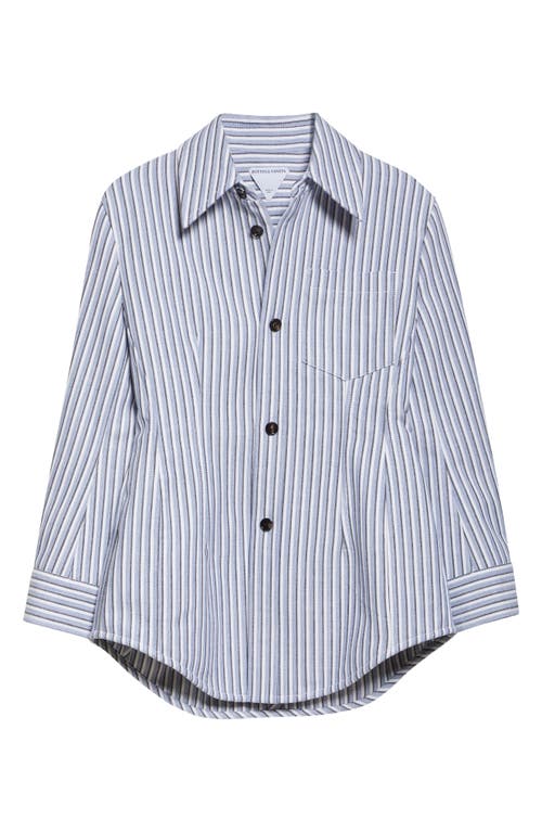Bottega Veneta Stripe Cotton Blend Jacket In Chalk/admiral/navy
