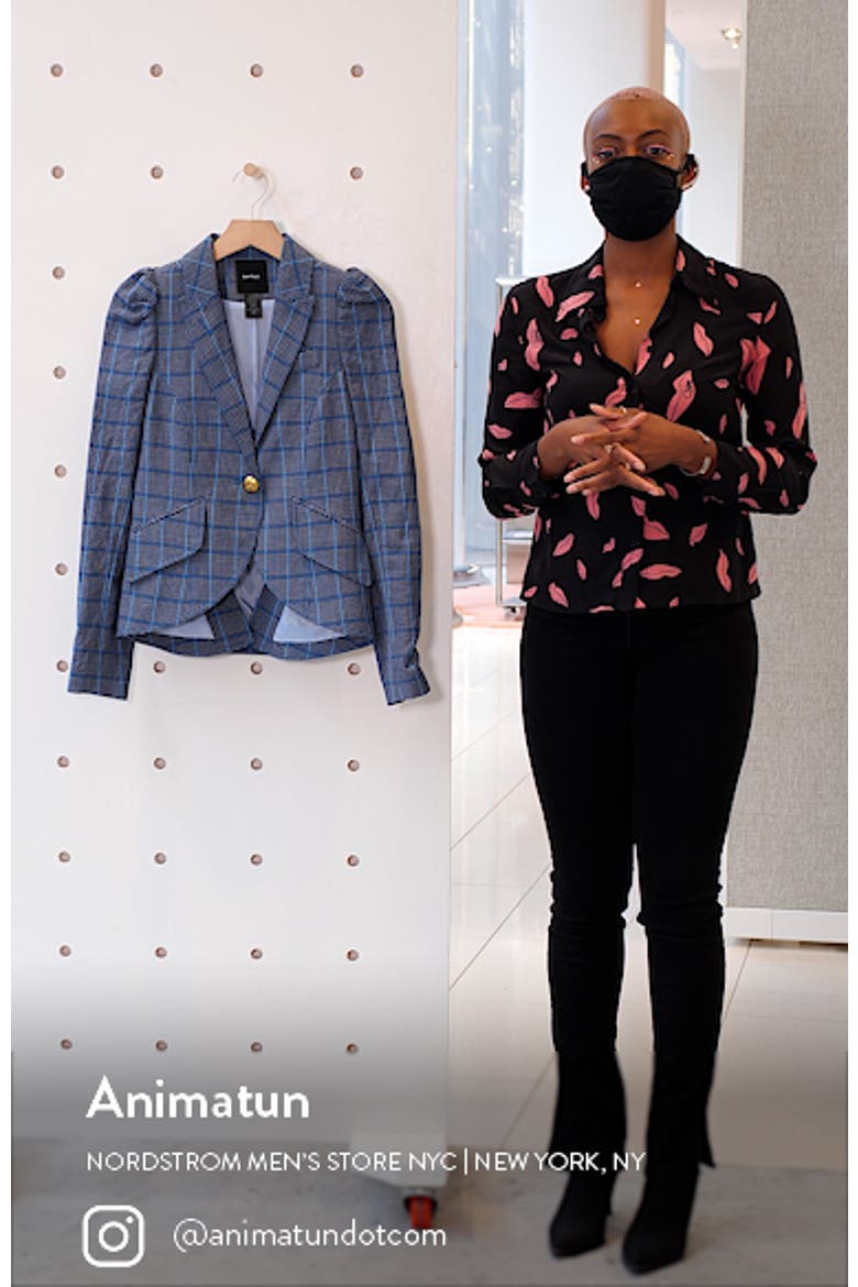 Plaid Puff Sleeve Wool & Linen Blazer video