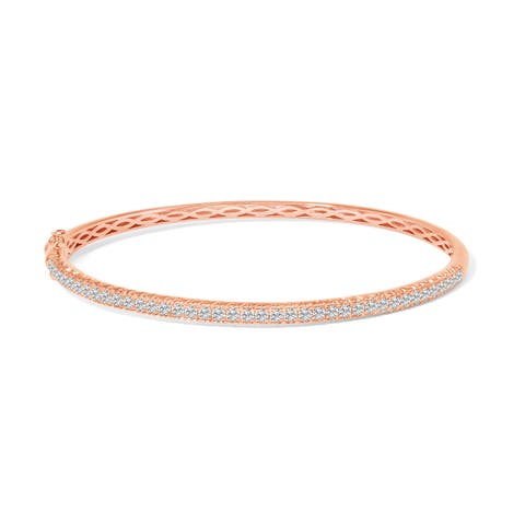 14K Gold 1.00 Cttw Half Eternity Diamond Bangle Bracelet