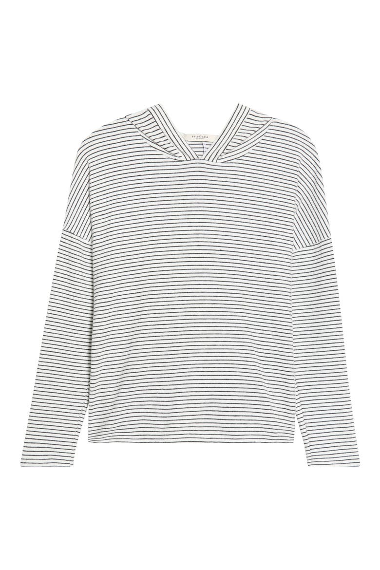 Tiegan Stripe Hoodie, Alternate, color, WHITE/BLACK