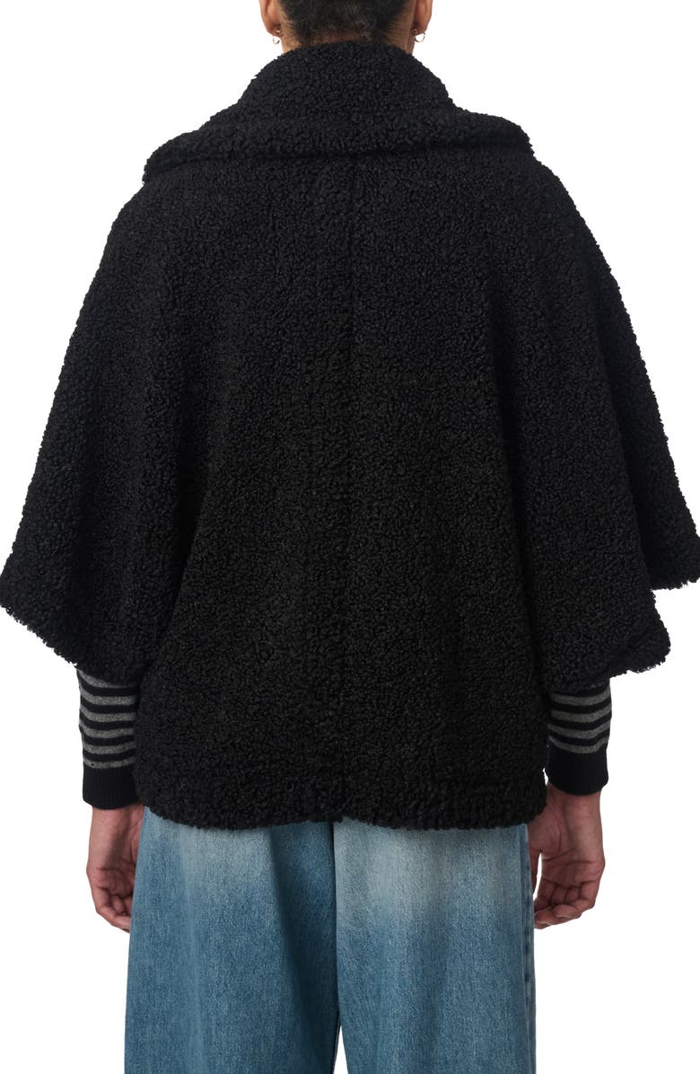 Bernardo Faux Shearling Cape Jacket, Alternate, color, Black