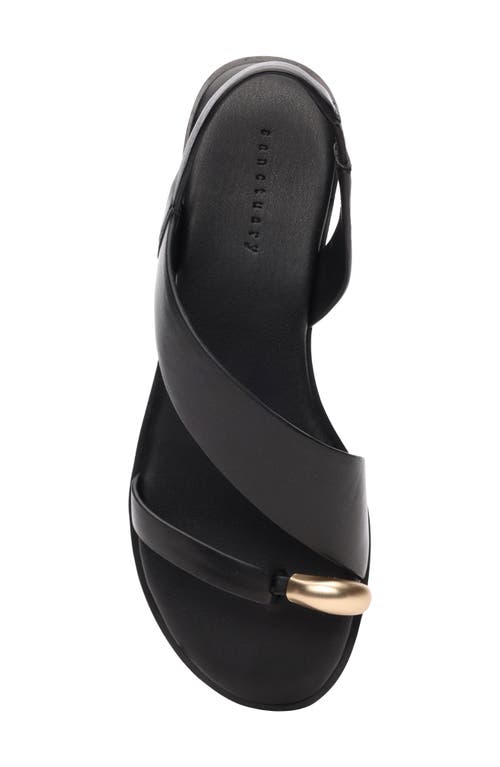 Sanctuary Rumble Womens Leather Slip On Heel Sandals In Black