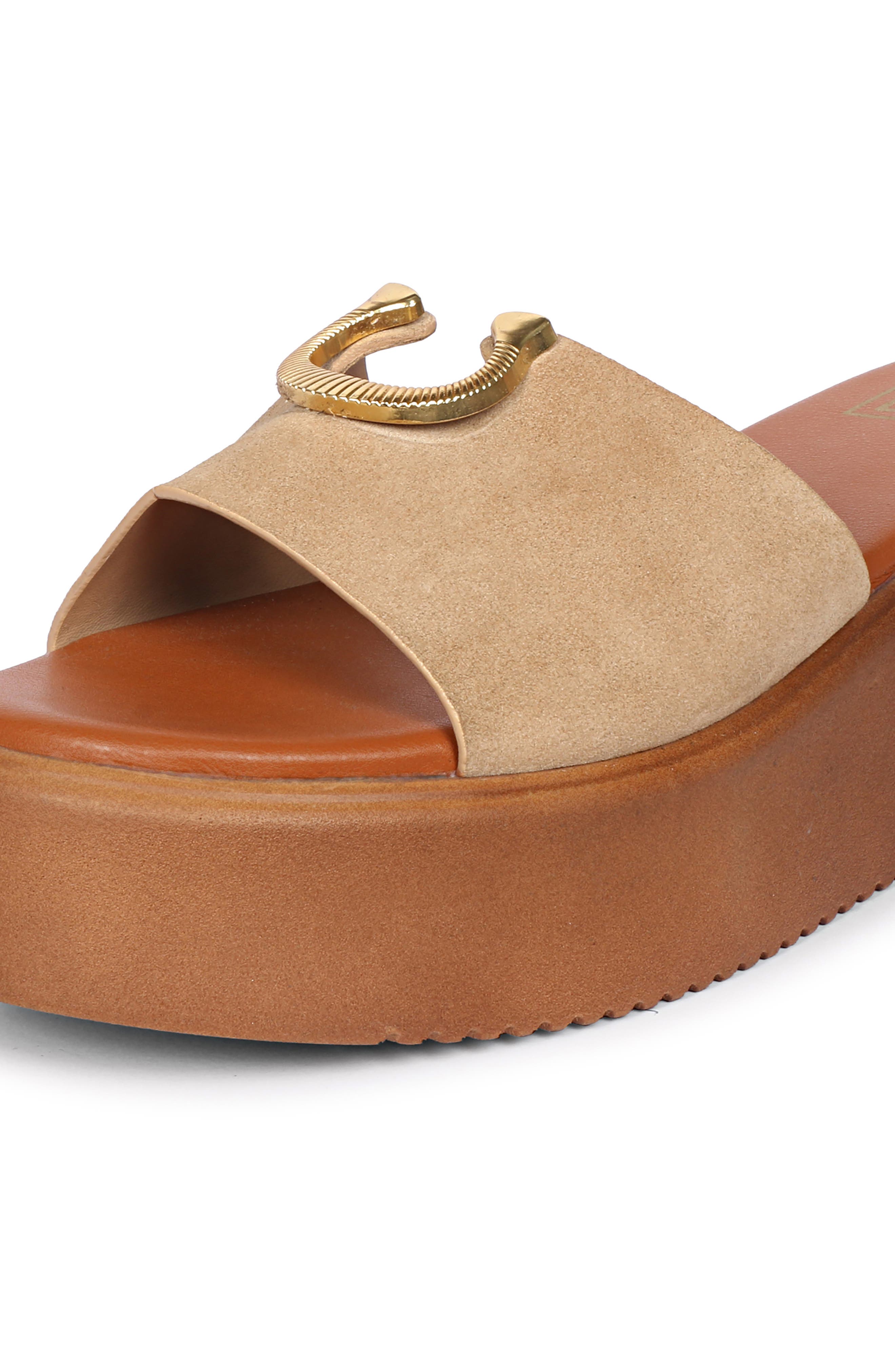 VIVI BLU Senna Platform Wedge Slide Sandal, Alternate, color, Beige