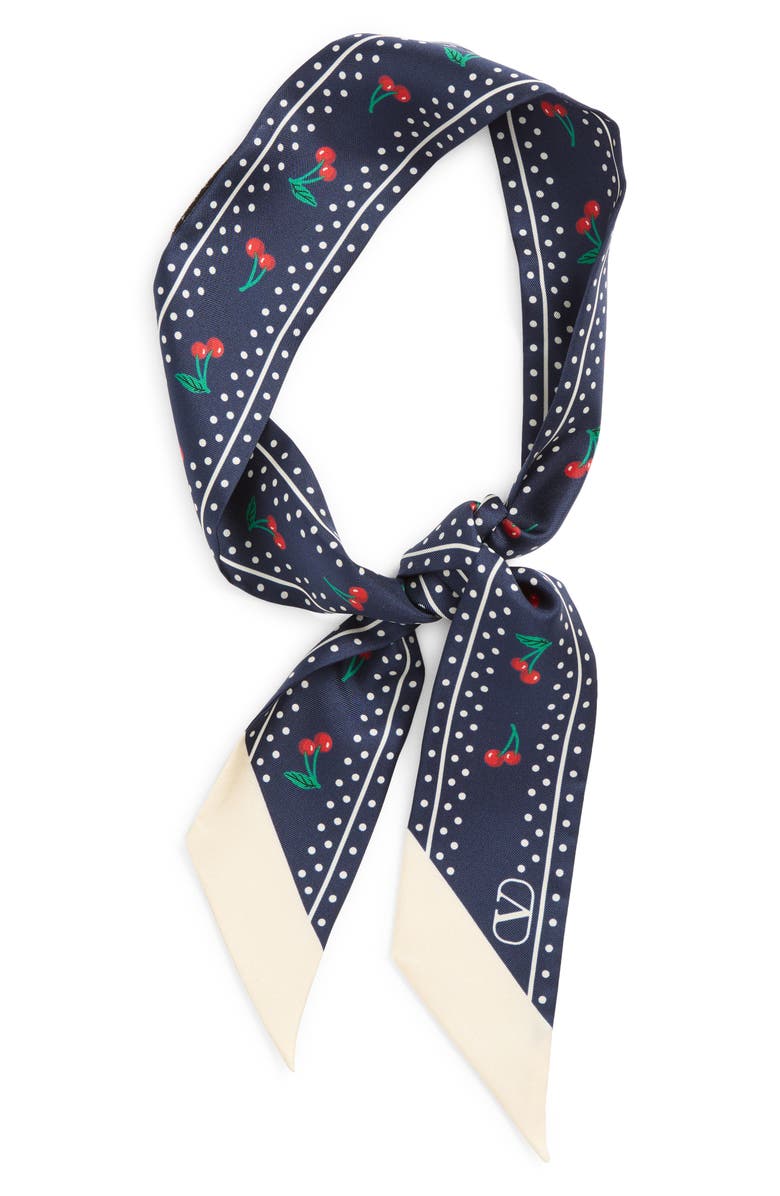 Valentino Garavani Cherryfic Silk Skinny Scarf, Alternate, color,