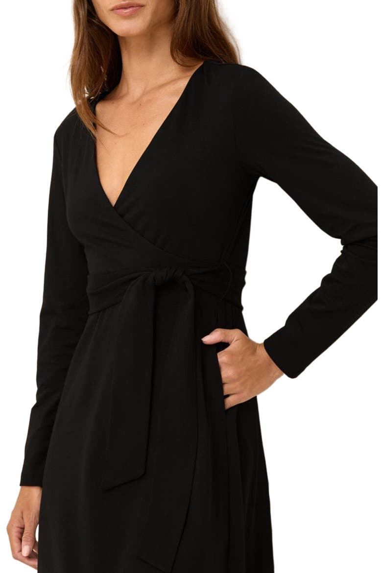 Fit & Flare Wrap Dress Made With Organic Cotton, Alternate, color, Black