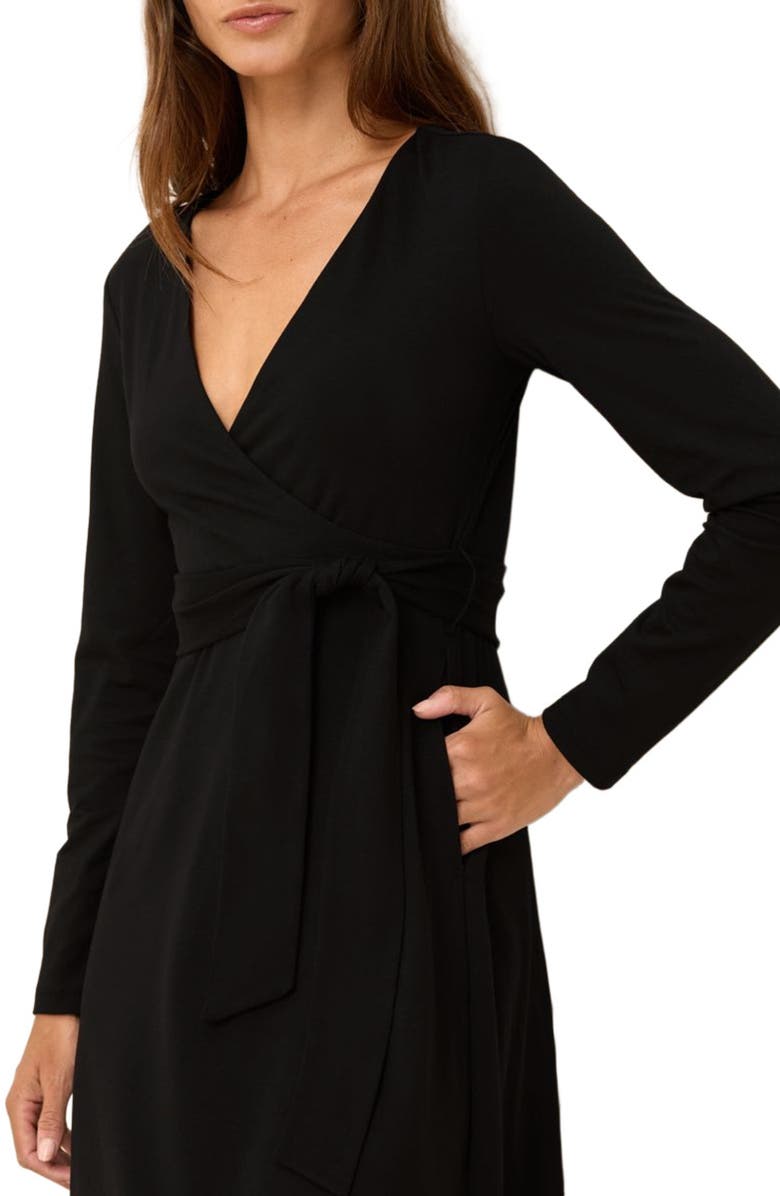 Pact Fit & Flare Wrap Dress Made With Organic Cotton, Alternate, color, Black