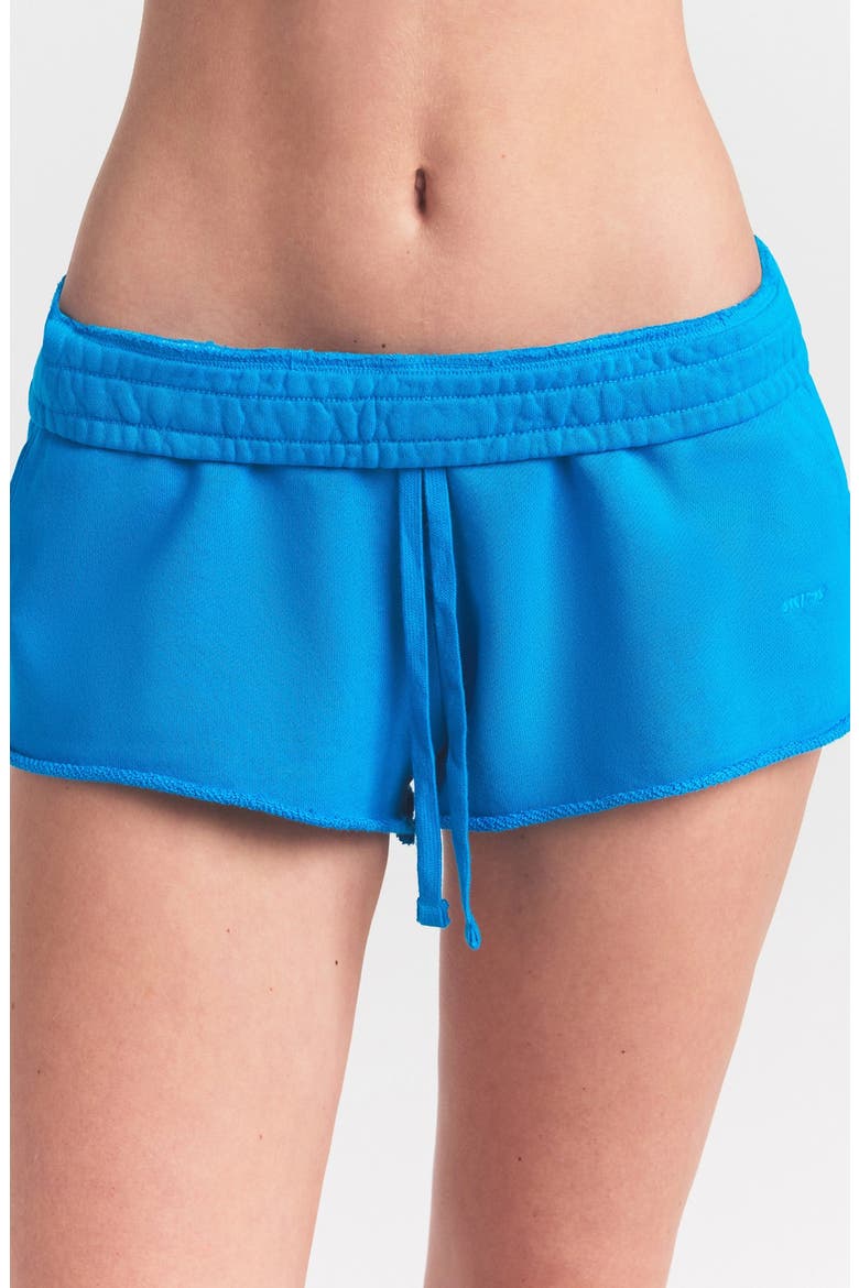Raw Cut French Terry Drawstring Shorts, Alternate, color, CERULEAN