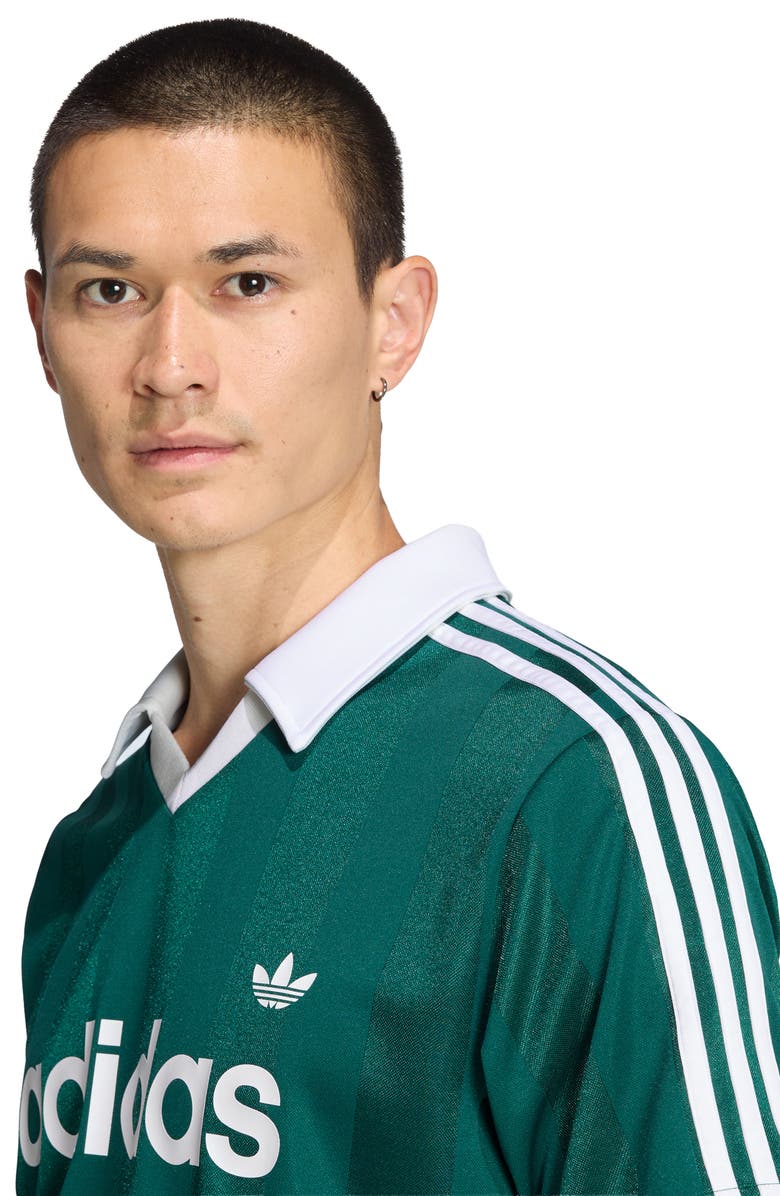 adidas Short Sleeve Stripe Soccer Jersey, Alternate, color, Collegiate Green