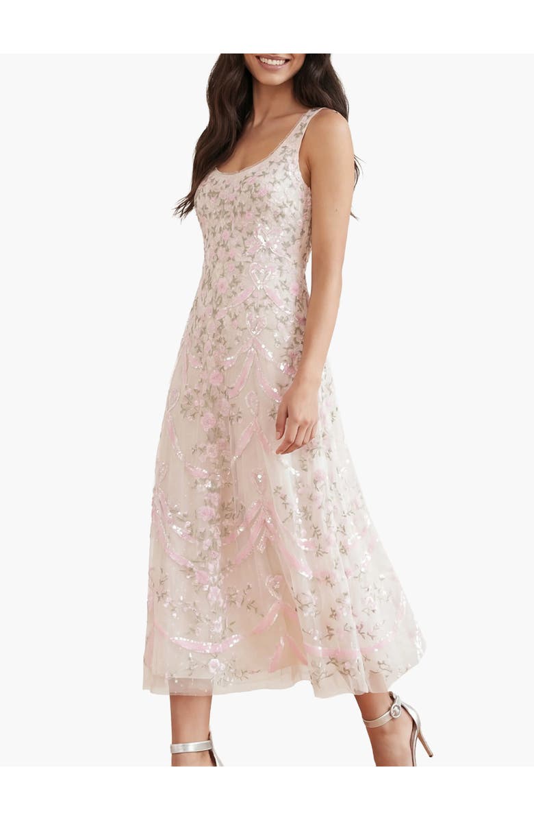 Needle & Thread Ribbon Heart Scoop Neck Dress, Main, color, Cream/Multi