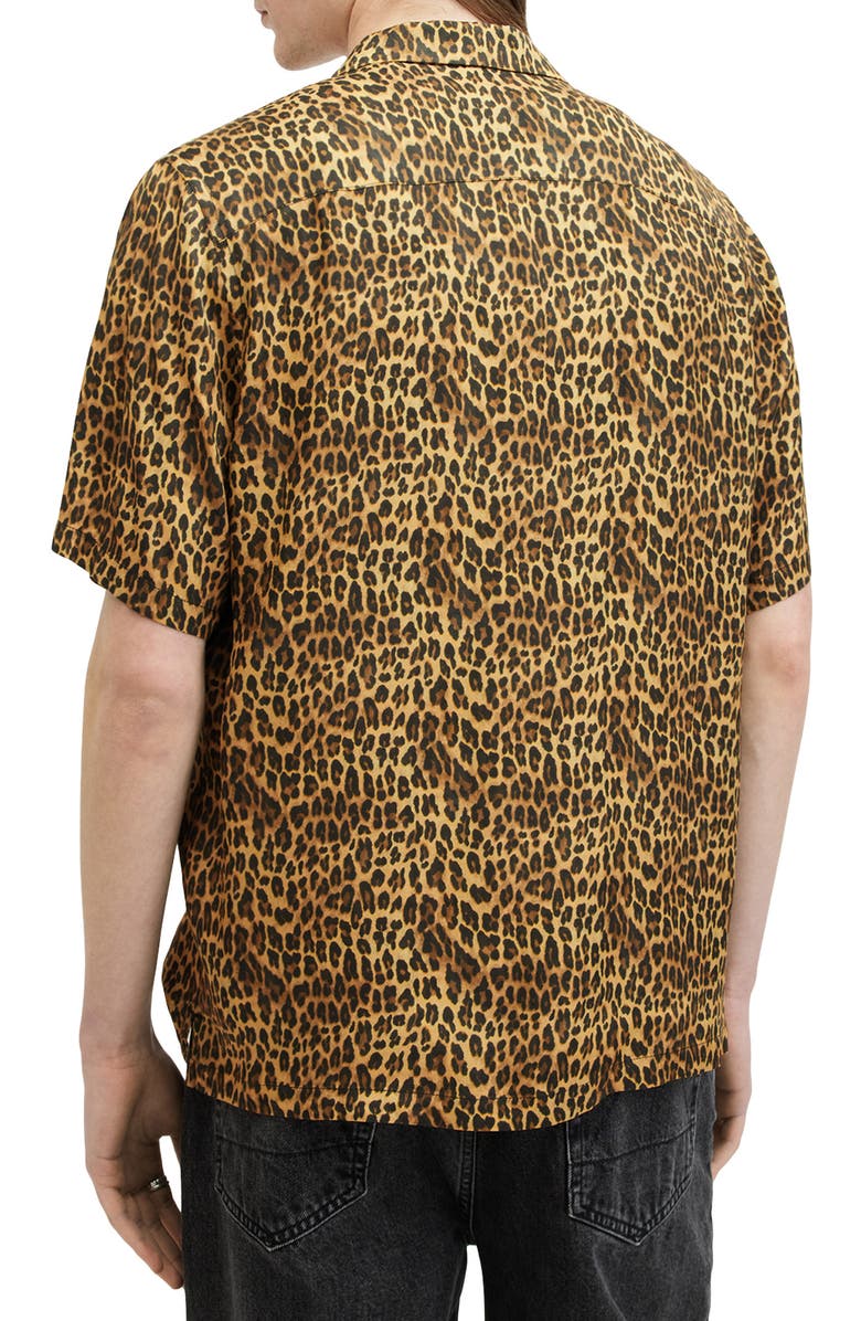 AllSaints Carcle Oversize Leopard Print Camp Shirt, Alternate, color, 