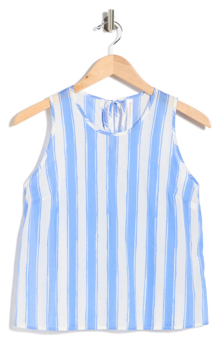 Renee C Striped Cotton Sleeveless Top, Alternate, color, Blue/ White