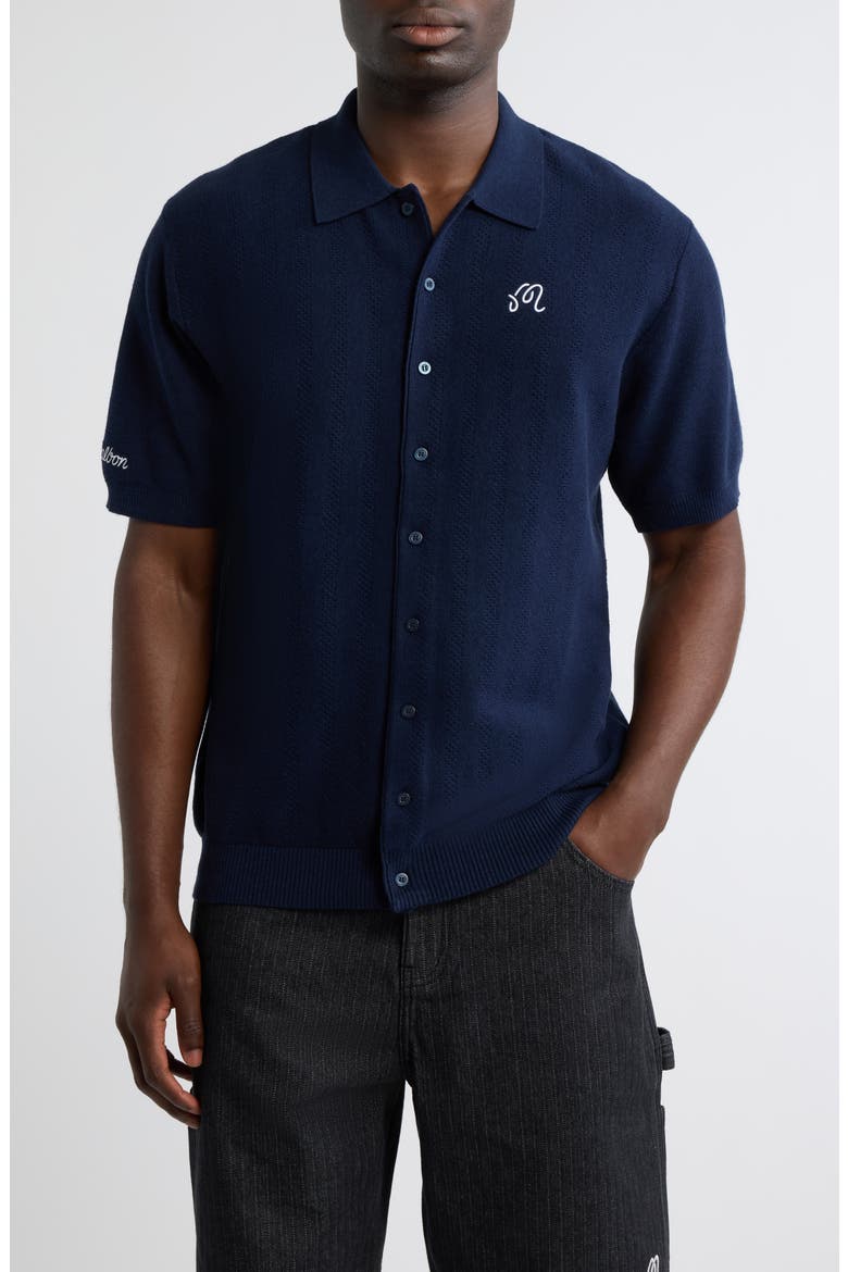 Crosscut Knit Polo, Main, color, BLUEBERRY