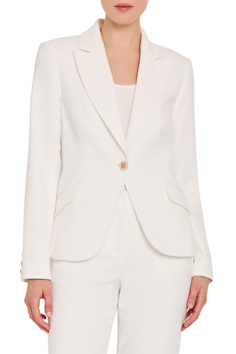 One-Button Bouclé Blazer, Main, color, IVORY